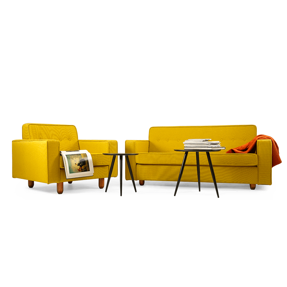 Customform Canapea Fixa, 2 Locuri, Tapitata cu Stofa, Zugo Galben, l178xA84xH80 cm