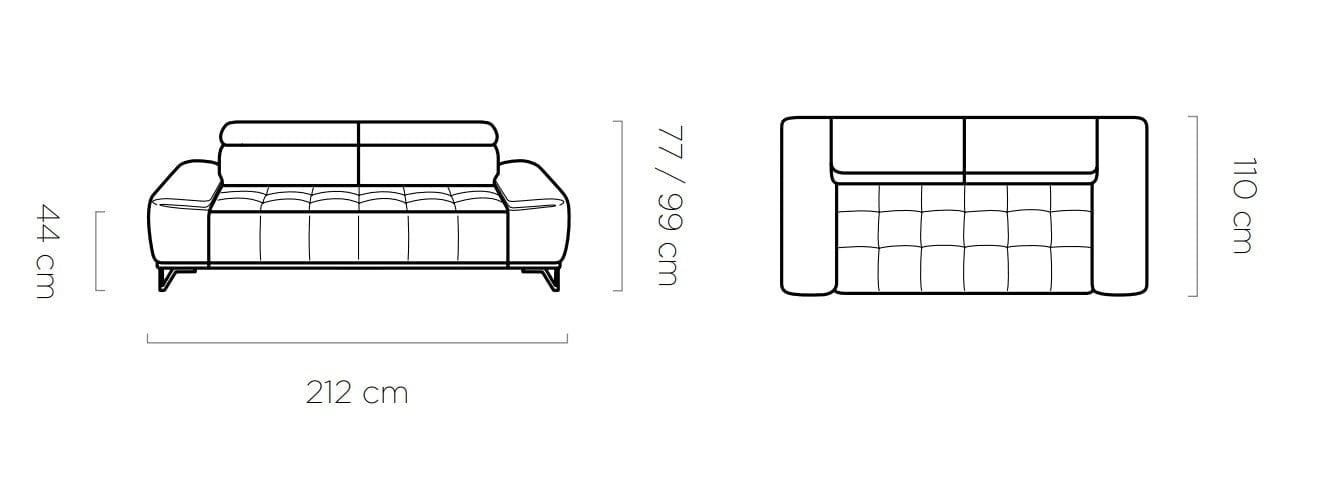 Canapea Fixa, 3 Locuri, Mecanism Electric Relax, Tetiere Reglabile, Padilo III, l212xA110xH77-99 cm (7)