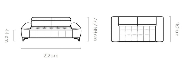 Canapea Fixa, 3 Locuri, Mecanism Electric Relax, Tetiere Reglabile, Padilo III, l212xA110xH77-99 cm (7)