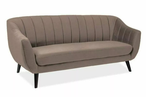 Canapea Fixa, 3 locuri, tapitata cu stofa, Elite 3 Velvet Bej Inchis / Wenge, l153xA85xH83 cm