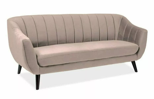 Canapea Fixa, 3 locuri, tapitata cu stofa, Elite 3 Velvet Bej / Wenge, l153xA85xH83 cm