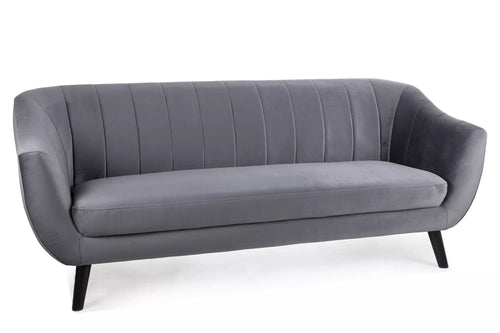 Canapea Fixa, 3 locuri, tapitata cu stofa, Elite 3 Velvet Gri / Wenge, l153xA85xH83 cm