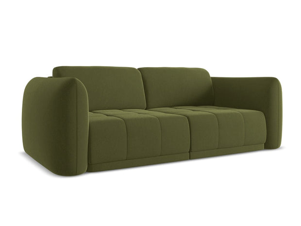 Makamii Canapea Fixa, 3 locuri, Tapitata cu Stofa, Hoku Velvet 3S-C23 Verde Olive / Negru, l210xA105xH74 cm