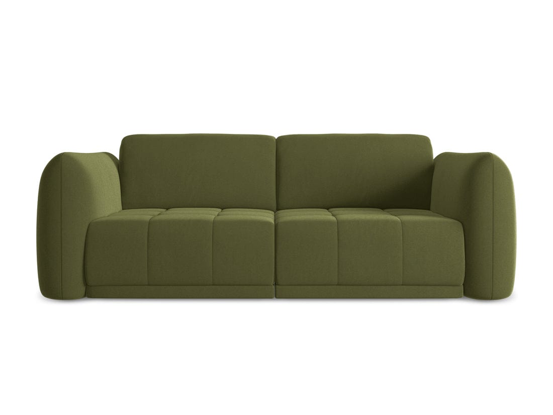 Makamii Canapea Fixa, 3 locuri, Tapitata cu Stofa, Hoku Velvet 3S-C23 Verde Olive / Negru, l210xA105xH74 cm