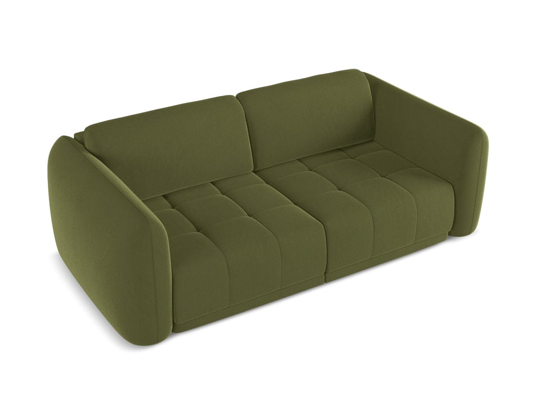 Makamii Canapea Fixa, 3 locuri, Tapitata cu Stofa, Hoku Velvet 3S-C23 Verde Olive / Negru, l210xA105xH74 cm