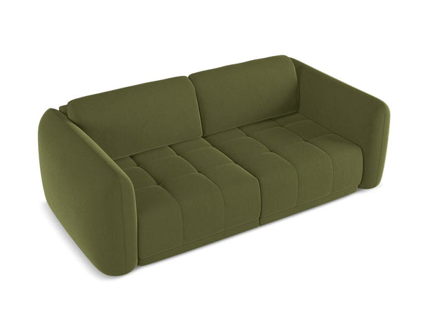Makamii Canapea Fixa, 3 locuri, Tapitata cu Stofa, Hoku Velvet 3S-C23 Verde Olive / Negru, l210xA105xH74 cm