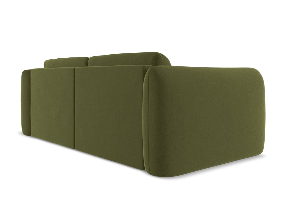 Makamii Canapea Fixa, 3 locuri, Tapitata cu Stofa, Hoku Velvet 3S-C23 Verde Olive / Negru, l210xA105xH74 cm