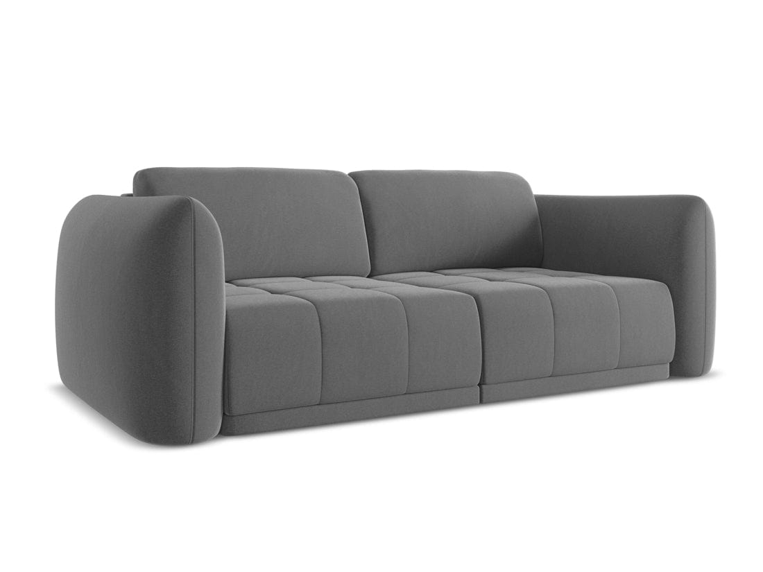 Makamii Canapea Fixa, 3 locuri, Tapitata cu Stofa, Hoku Velvet 3S-C4 Gri / Negru, l210xA105xH74 cm