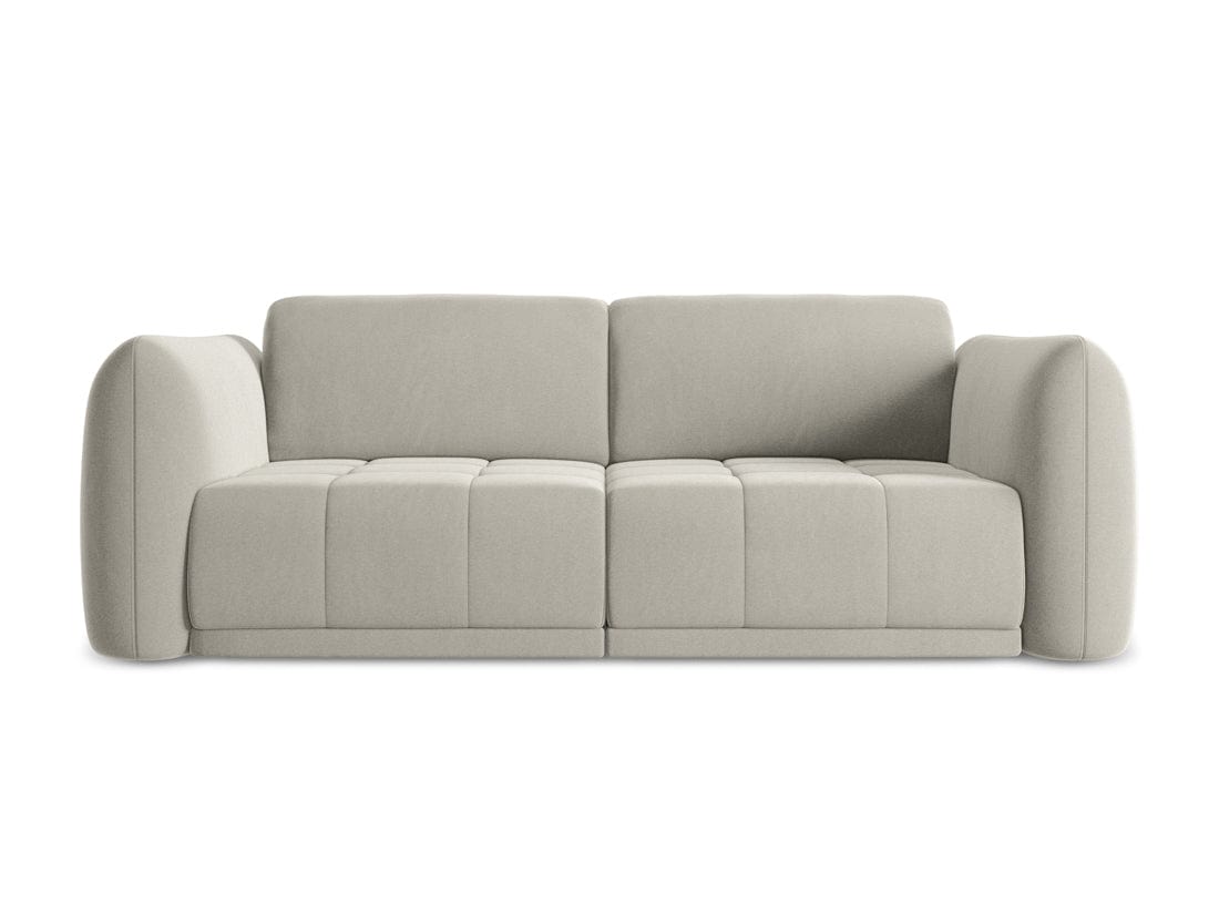 Makamii Canapea Fixa, 3 locuri, Tapitata cu Stofa, Hoku Velvet 3S-C6 Gri Deschis / Negru, l210xA105xH74 cm