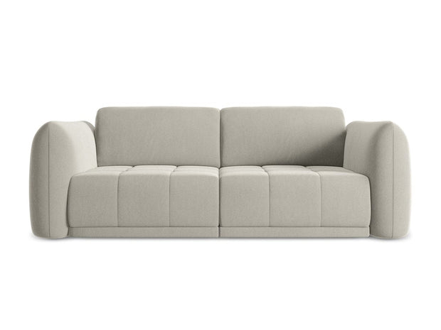 Makamii Canapea Fixa, 3 locuri, Tapitata cu Stofa, Hoku Velvet 3S-C6 Gri Deschis / Negru, l210xA105xH74 cm