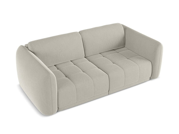 Makamii Canapea Fixa, 3 locuri, Tapitata cu Stofa, Hoku Velvet 3S-C6 Gri Deschis / Negru, l210xA105xH74 cm