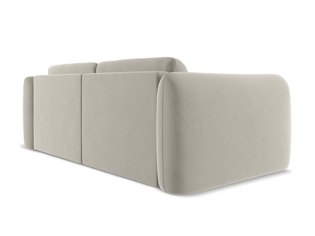 Makamii Canapea Fixa, 3 locuri, Tapitata cu Stofa, Hoku Velvet 3S-C6 Gri Deschis / Negru, l210xA105xH74 cm