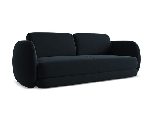 Makamii Canapea Fixa, 3 locuri, Tapitata cu Stofa, Kiana Velvet 3S-C29 Albastru Royal / Negru, l220xA104xH85 cm