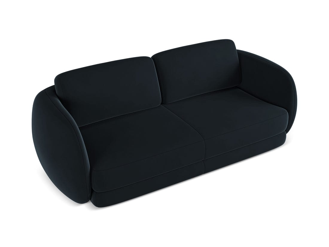 Makamii Canapea Fixa, 3 locuri, Tapitata cu Stofa, Kiana Velvet 3S-C29 Albastru Royal / Negru, l220xA104xH85 cm