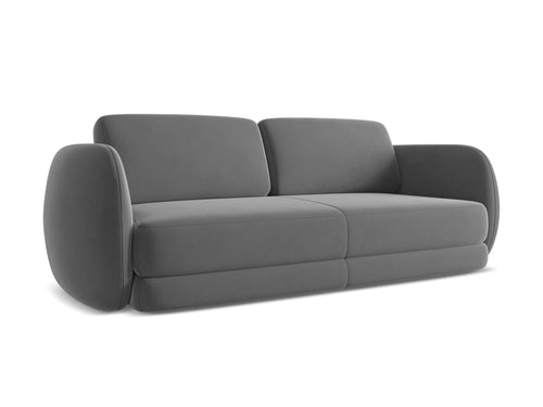 Makamii Canapea Fixa, 3 locuri, Tapitata cu Stofa, Kiana Velvet 3S-C4 Gri / Negru, l220xA104xH85 cm