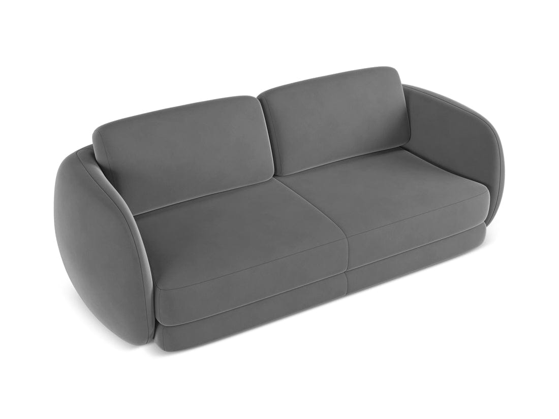 Makamii Canapea Fixa, 3 locuri, Tapitata cu Stofa, Kiana Velvet 3S-C4 Gri / Negru, l220xA104xH85 cm