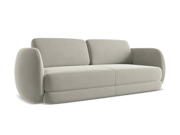 Makamii Canapea Fixa, 3 locuri, Tapitata cu Stofa, Kiana Velvet 3S-C6 Gri Deschis / Negru, l220xA104xH85 cm