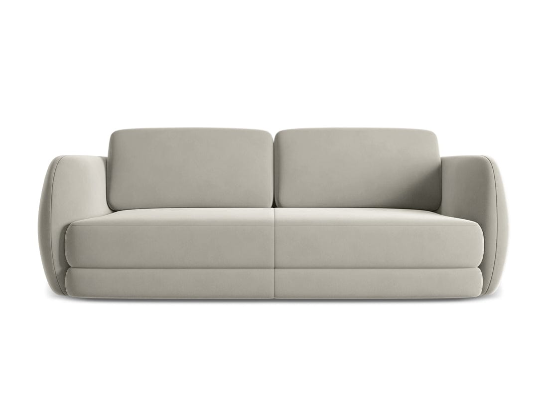 Makamii Canapea Fixa, 3 locuri, Tapitata cu Stofa, Kiana Velvet 3S-C6 Gri Deschis / Negru, l220xA104xH85 cm