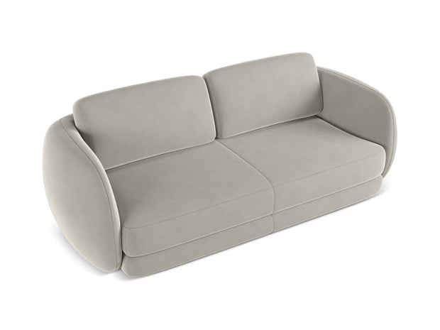 Makamii Canapea Fixa, 3 locuri, Tapitata cu Stofa, Kiana Velvet 3S-C6 Gri Deschis / Negru, l220xA104xH85 cm