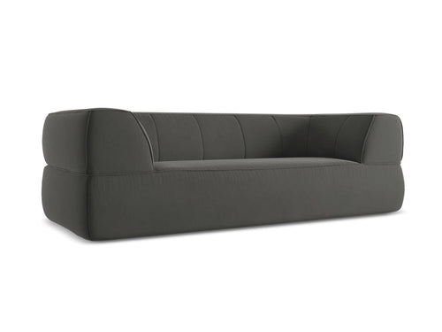 Makamii Canapea Fixa, 3 locuri, Tapitata cu Stofa, Liko Velvet 3S-C2 Gri Inchis / Negru, l220xA95xH74 cm