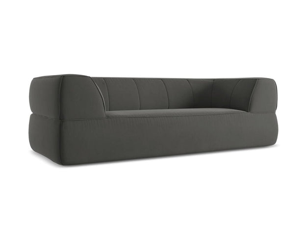 Makamii Canapea Fixa, 3 locuri, Tapitata cu Stofa, Liko Velvet 3S-C2 Gri Inchis / Negru, l220xA95xH74 cm