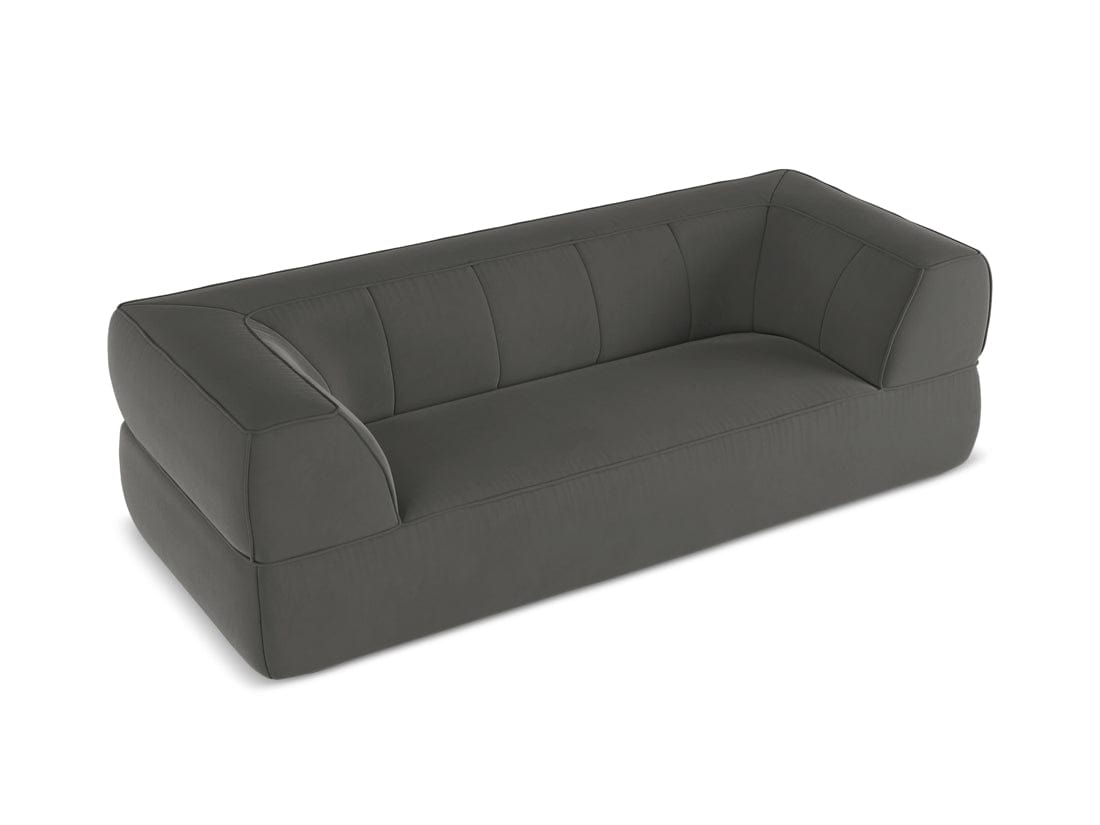 Makamii Canapea Fixa, 3 locuri, Tapitata cu Stofa, Liko Velvet 3S-C2 Gri Inchis / Negru, l220xA95xH74 cm