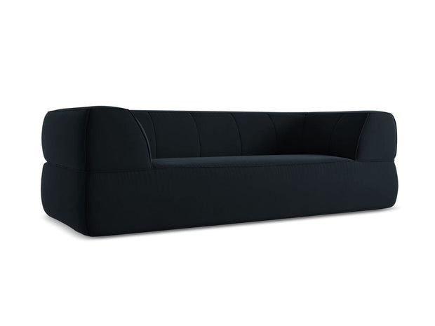 Makamii Canapea Fixa, 3 locuri, Tapitata cu Stofa, Liko Velvet 3S-C29 Albastru Royal / Negru, l220xA95xH74 cm