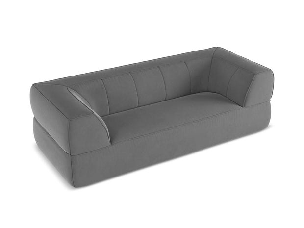 Makamii Canapea Fixa, 3 locuri, Tapitata cu Stofa, Liko Velvet 3S-C4 Gri / Negru, l220xA95xH74 cm