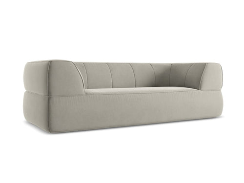 Makamii Canapea Fixa, 3 locuri, Tapitata cu Stofa, Liko Velvet 3S-C6 Gri Deschis / Negru, l220xA95xH74 cm