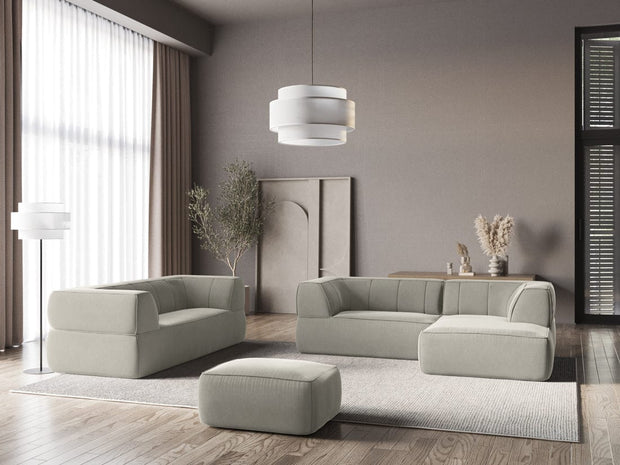 Makamii Canapea Fixa, 3 locuri, Tapitata cu Stofa, Liko Velvet 3S-C6 Gri Deschis / Negru, l220xA95xH74 cm