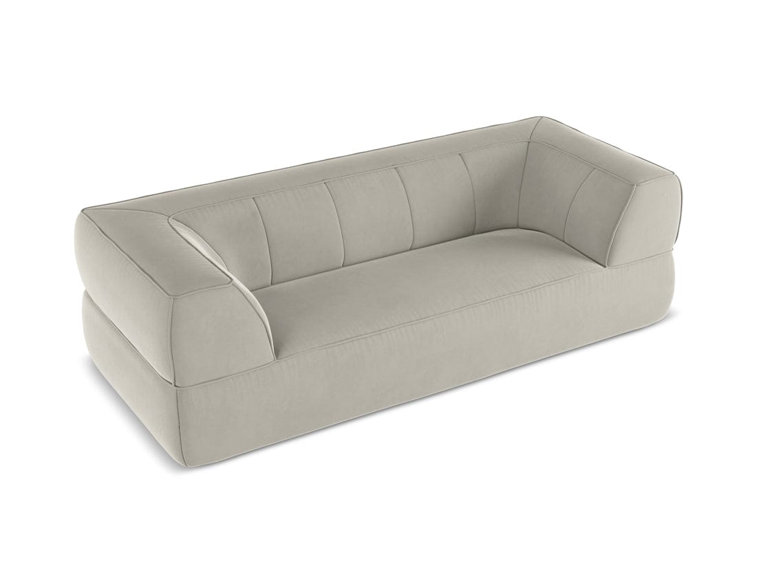 Makamii Canapea Fixa, 3 locuri, Tapitata cu Stofa, Liko Velvet 3S-C6 Gri Deschis / Negru, l220xA95xH74 cm