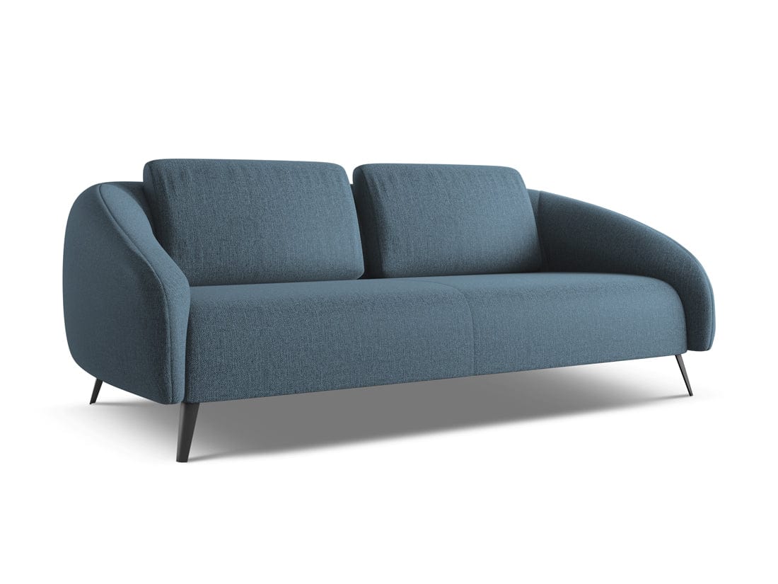 Makamii Canapea Fixa, 3 locuri, Tapitata cu Stofa, Nani 3S-C3 Albastru Denim / Negru, l196xA99xH82 cm