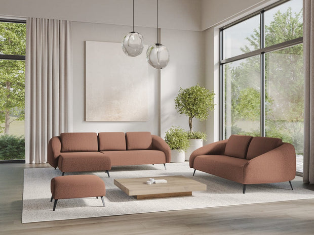 Makamii Canapea Fixa, 3 locuri, Tapitata cu Stofa, Nani 3S-C7 Caramiziu / Negru, l196xA99xH82 cm