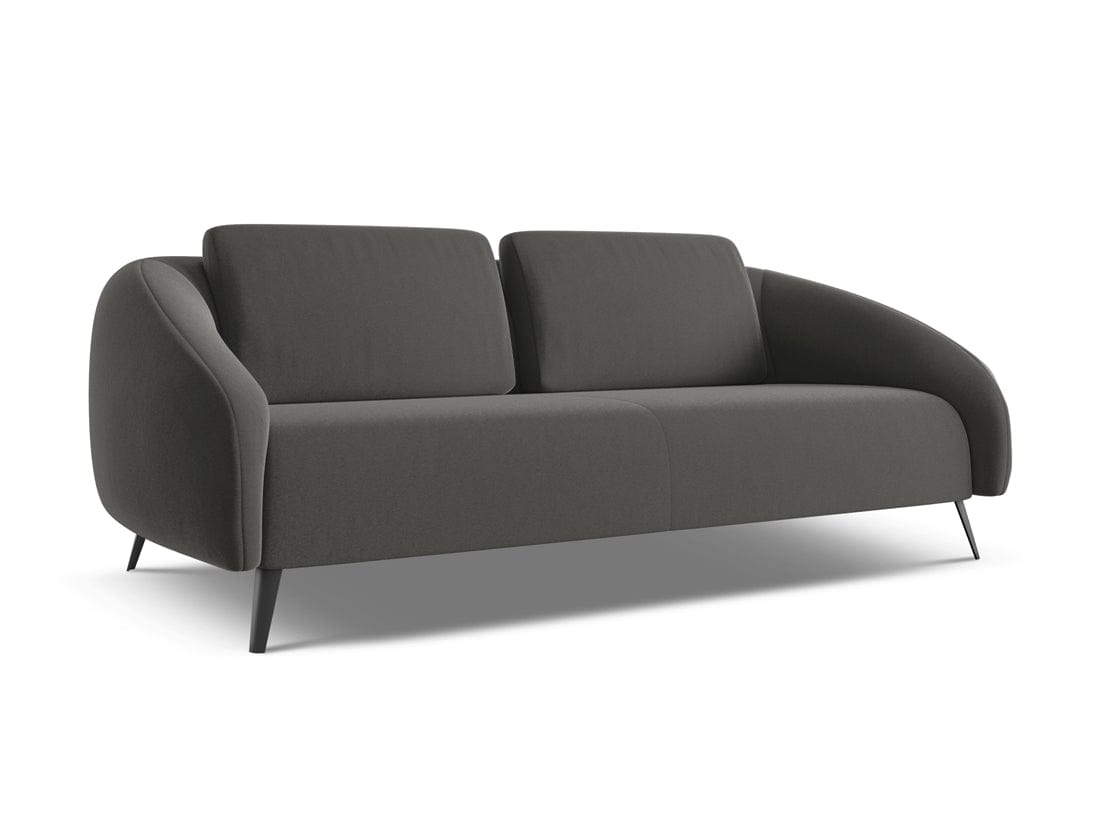 Makamii Canapea Fixa, 3 locuri, Tapitata cu Stofa, Nani Velvet 3S-C2 Gri Inchis / Negru, l196xA99xH82 cm