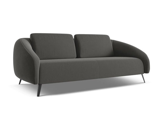 Makamii Canapea Fixa, 3 locuri, Tapitata cu Stofa, Nani Velvet 3S-C2 Gri Inchis / Negru, l196xA99xH82 cm