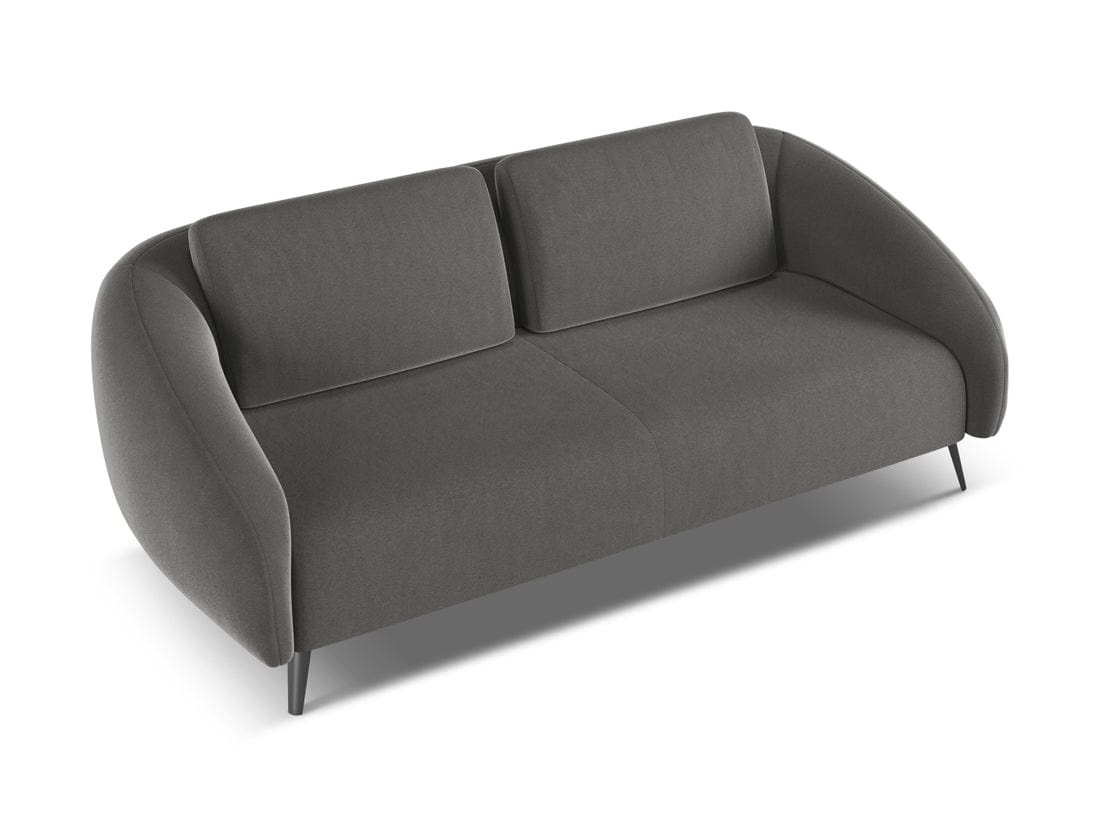 Makamii Canapea Fixa, 3 locuri, Tapitata cu Stofa, Nani Velvet 3S-C2 Gri Inchis / Negru, l196xA99xH82 cm