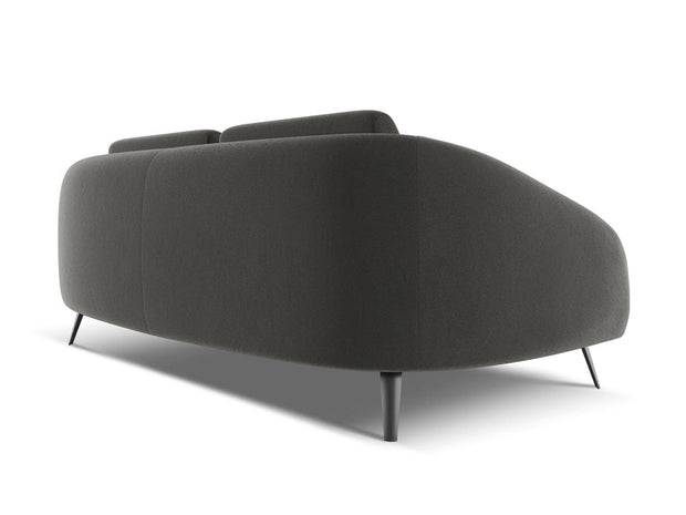 Makamii Canapea Fixa, 3 locuri, Tapitata cu Stofa, Nani Velvet 3S-C2 Gri Inchis / Negru, l196xA99xH82 cm