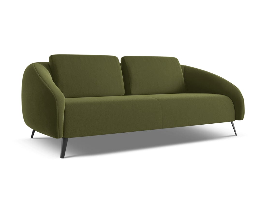 Makamii Canapea Fixa, 3 locuri, Tapitata cu Stofa, Nani Velvet 3S-C23 Verde Olive / Negru, l196xA99xH82 cm