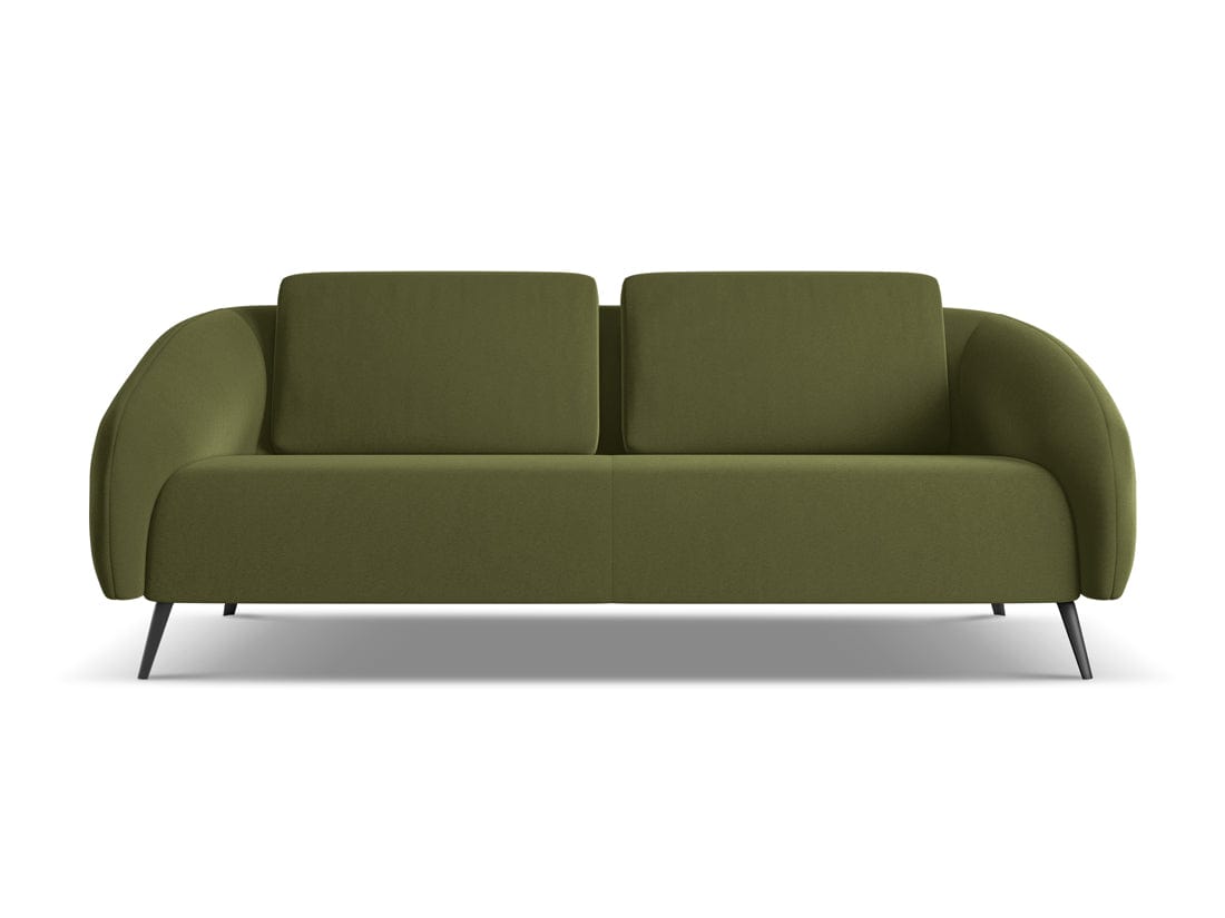 Makamii Canapea Fixa, 3 locuri, Tapitata cu Stofa, Nani Velvet 3S-C23 Verde Olive / Negru, l196xA99xH82 cm