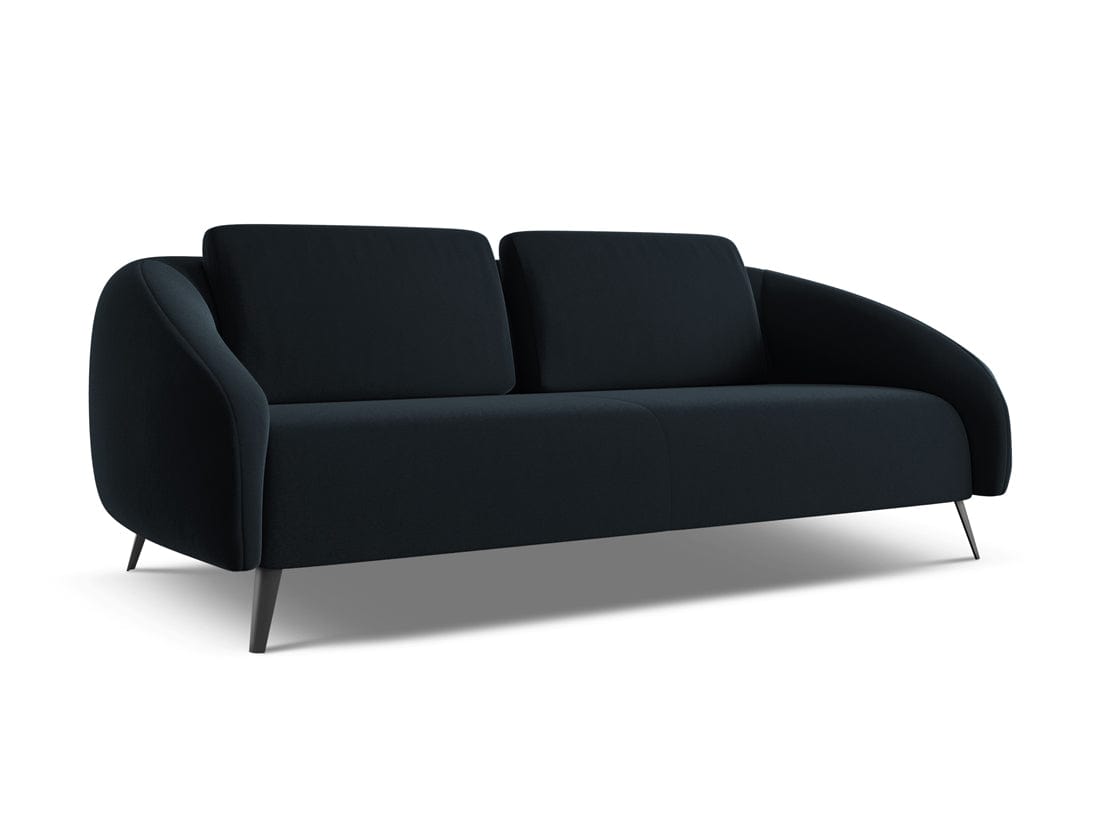 Makamii Canapea Fixa, 3 locuri, Tapitata cu Stofa, Nani Velvet 3S-C29 Albastru Royal / Negru, l196xA99xH82 cm