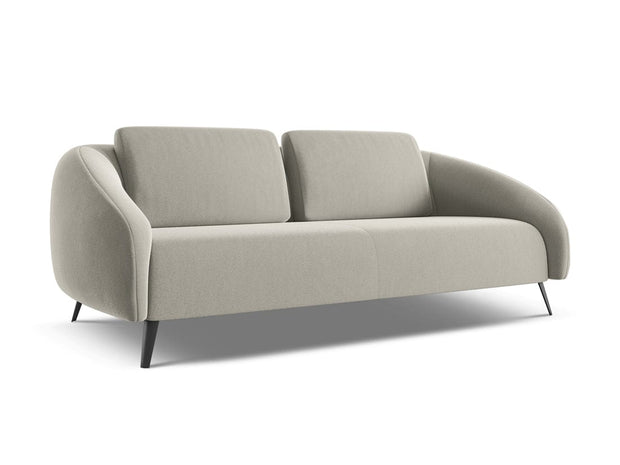 Makamii Canapea Fixa, 3 locuri, Tapitata cu Stofa, Nani Velvet 3S-C6 Gri Deschis / Negru, l196xA99xH82 cm