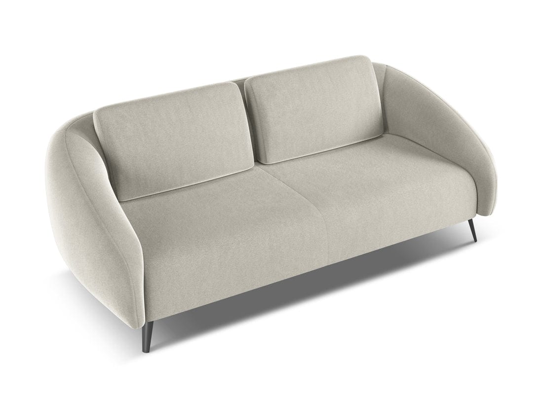 Makamii Canapea Fixa, 3 locuri, Tapitata cu Stofa, Nani Velvet 3S-C6 Gri Deschis / Negru, l196xA99xH82 cm