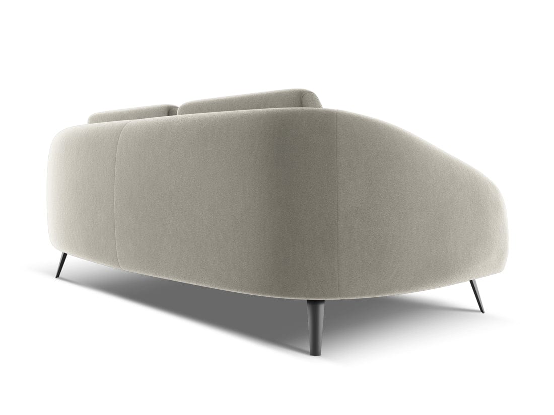 Makamii Canapea Fixa, 3 locuri, Tapitata cu Stofa, Nani Velvet 3S-C6 Gri Deschis / Negru, l196xA99xH82 cm