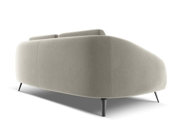 Makamii Canapea Fixa, 3 locuri, Tapitata cu Stofa, Nani Velvet 3S-C6 Gri Deschis / Negru, l196xA99xH82 cm