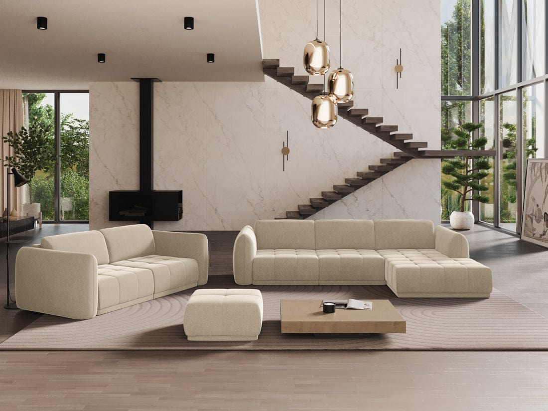 Makamii Canapea Fixa, 4 locuri, Tapitata cu Stofa, Hoku Velvet 4S-3, l250xA105xH74 cm