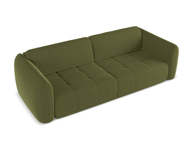 Makamii Canapea Fixa, 4 locuri, Tapitata cu Stofa, Hoku Velvet 4S-C23 Verde Olive / Negru, l250xA105xH74 cm