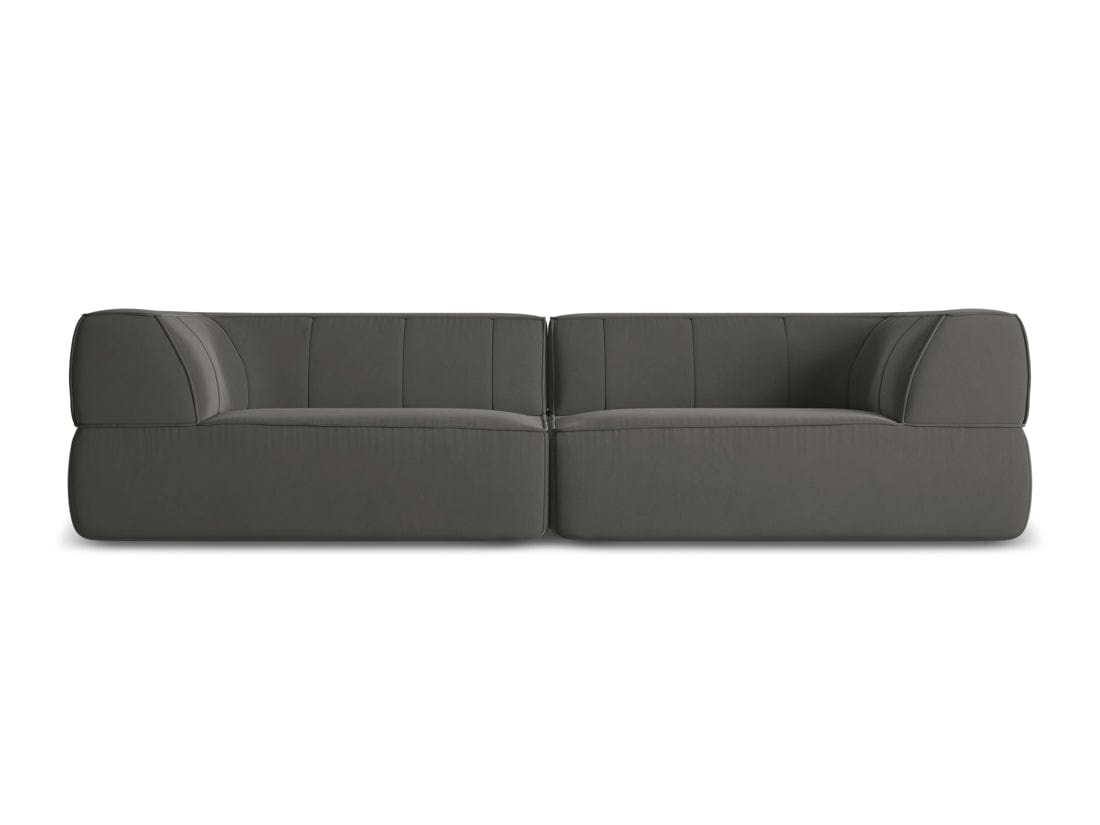 Makamii Canapea Fixa, 4 locuri, Tapitata cu Stofa, Liko Velvet 4S-C2 Gri Inchis / Negru, l280xA95xH74 cm