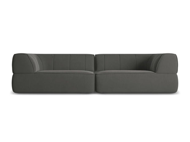 Makamii Canapea Fixa, 4 locuri, Tapitata cu Stofa, Liko Velvet 4S-C2 Gri Inchis / Negru, l280xA95xH74 cm