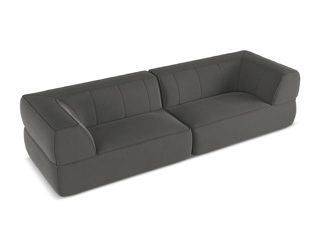 Makamii Canapea Fixa, 4 locuri, Tapitata cu Stofa, Liko Velvet 4S-C2 Gri Inchis / Negru, l280xA95xH74 cm