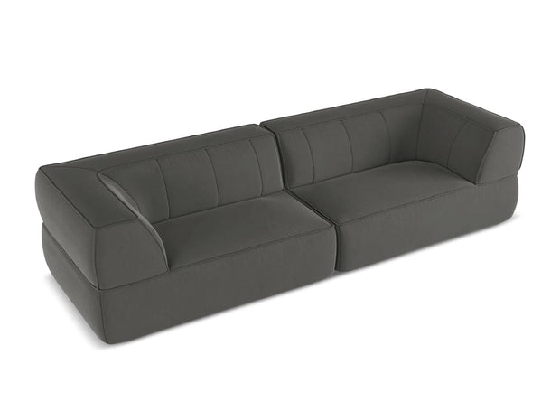 Makamii Canapea Fixa, 4 locuri, Tapitata cu Stofa, Liko Velvet 4S-C2 Gri Inchis / Negru, l280xA95xH74 cm